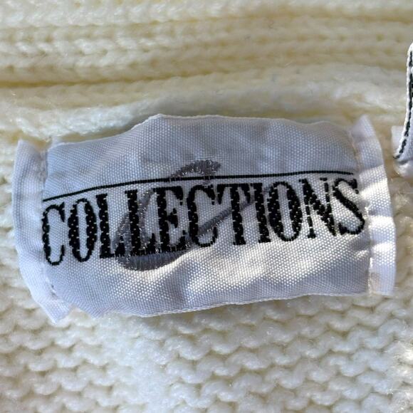 Vintage Cream Sweater Vest Open Front Pockets Knit Cardigan Grandmacore Womens S - Picture 10 of 12